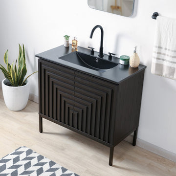 Rowan Geometric Modern Transitional 2-Shelf Bath Vanity Cabinet Only (Sink Basin Not Included)
